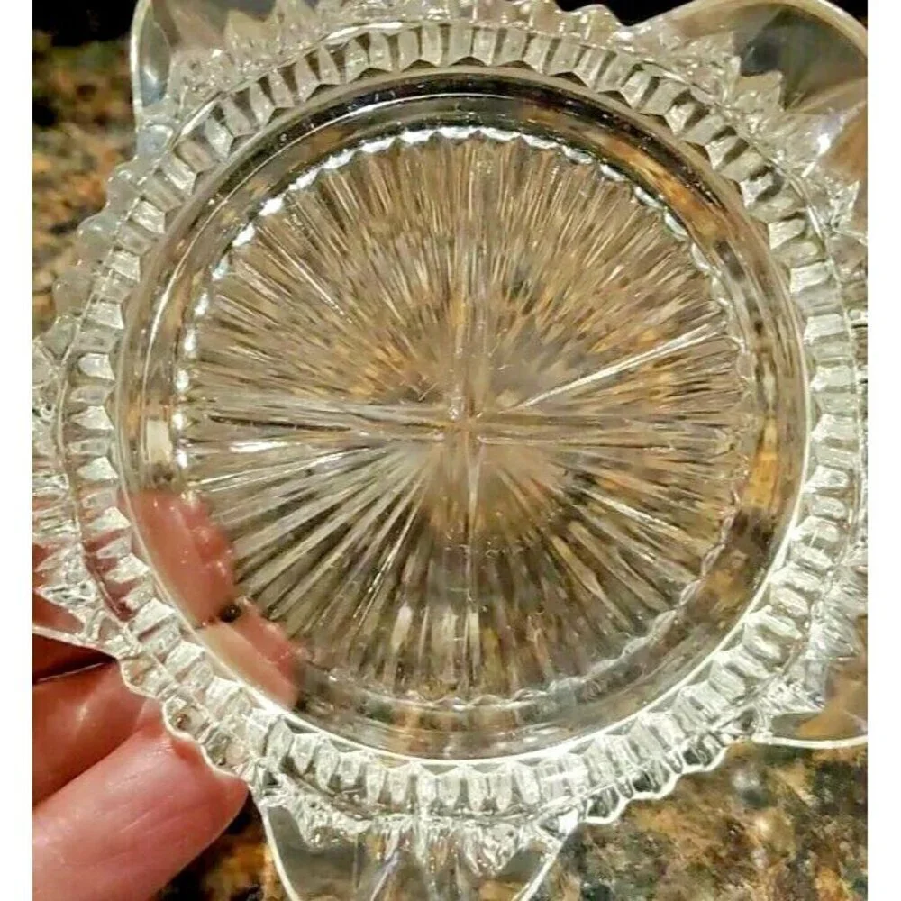 Vintage Anchor Hocking Clear Glass Fire King Queen Anne Series Star Ashtray